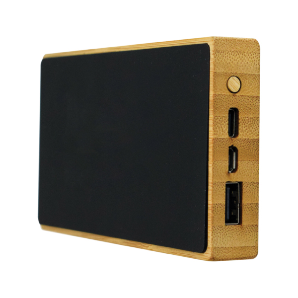 AK 123 LIGHT UP LOGO BAMBOO WIRELESS POWER BANK