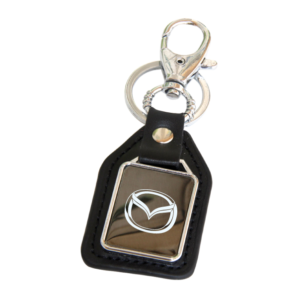AKE 06 RECTANGULAR LEATHER METAL KEYCHAIN