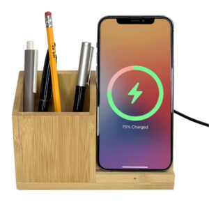 HMW 12 BAMBOO WIRELESS CHARGER PEN HOLDER